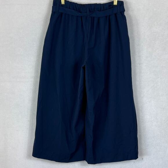 GAP Pants Women's Size 8 True Indigo Wide Leg Cropped Belted Tie Front Flowy - Picture 2 of 14